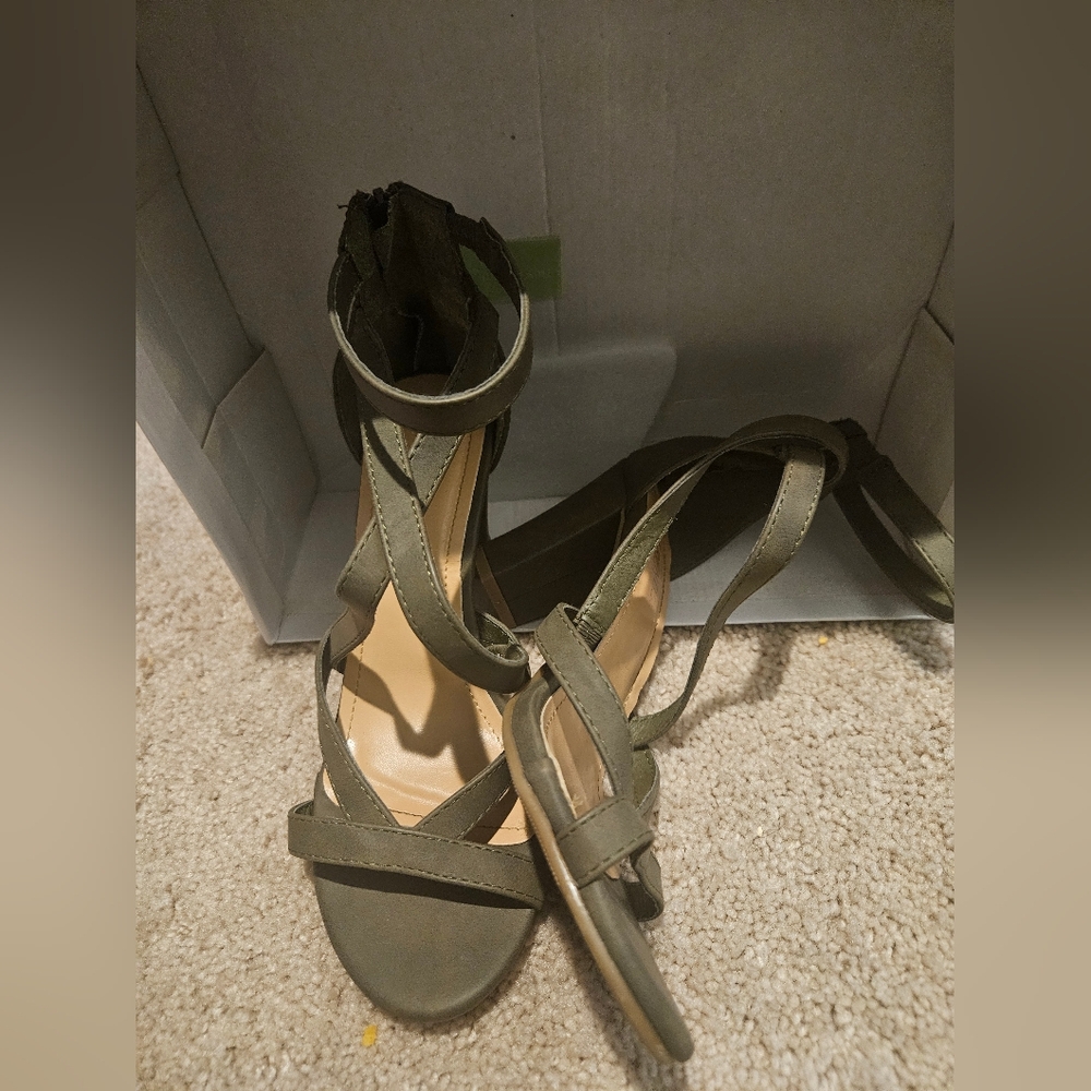 Olive Green Strappy Sandals